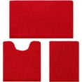 thumbnail image 1 of 3 Pieces Bathroom Rugs, Ultra Soft Non Slip Absorbent Chenille Toilet Bath Mat Set (Red), 1 of 6