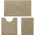 thumbnail image 1 of 3 Pieces Bathroom Rugs, Ultra Soft Non Slip Absorbent Chenille Toilet Bath Mat Set (Taupe), 1 of 6