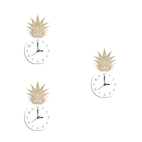 3 Pieces Battery Powered Clock Indoor Outdoor Funky Wall for Kids Child White