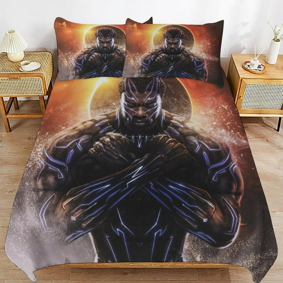 3-Pieces Bedding Duvet Cover Set Black Panther Comforter Quilt Set with 2 Pillowcase Shams 102"x90"