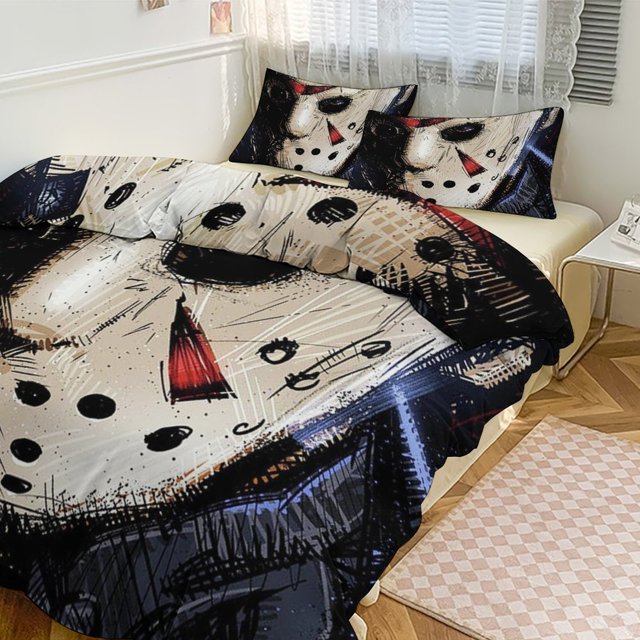 3Pieces Bedding Duvet Cover Set Jason Voorhees Comforter Quilt Set