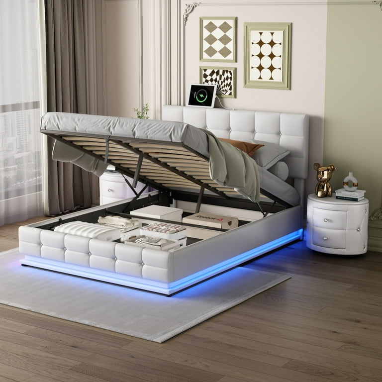 Queen bedroom set sales with led lights