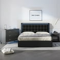 thumbnail image 1 of 3-Pieces Bedroom Sets, Queen Size Tufted Upholstered PU Platform Bed with Heigh Adjustable Headboard, Nightstand with Drawer and Shelf, Modern 6 Drawer Dresser with Metal Handle, Black, 1 of 9