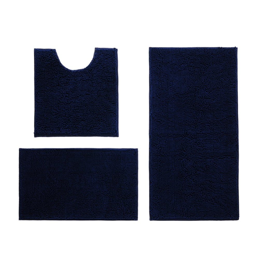 3 Pieces Beige Bathroom Rugs Set, Ultra Soft Non Slip Bath Rug and