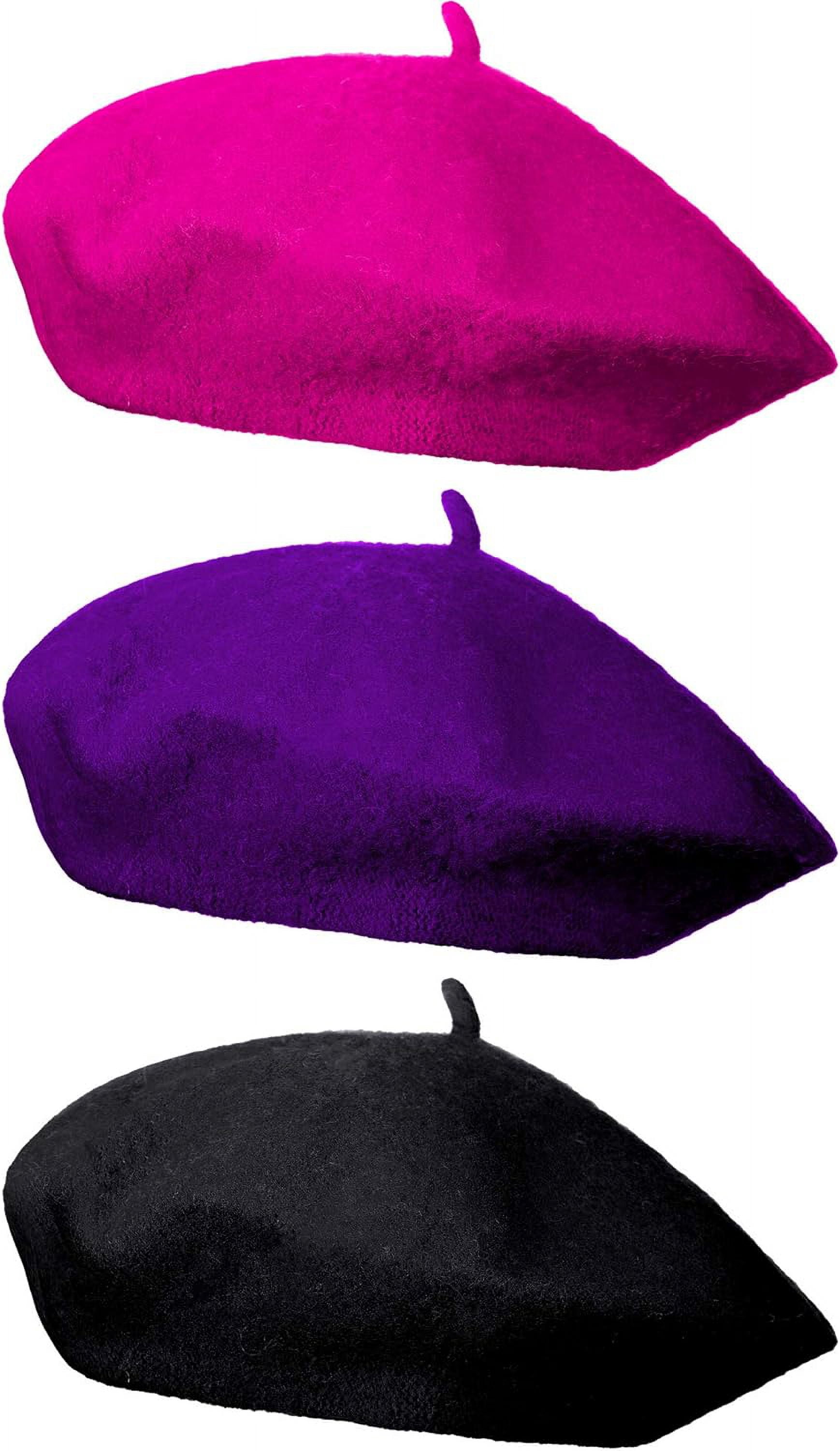 3 Pieces Beret Hat French Style Beanie Cap Solid Color 