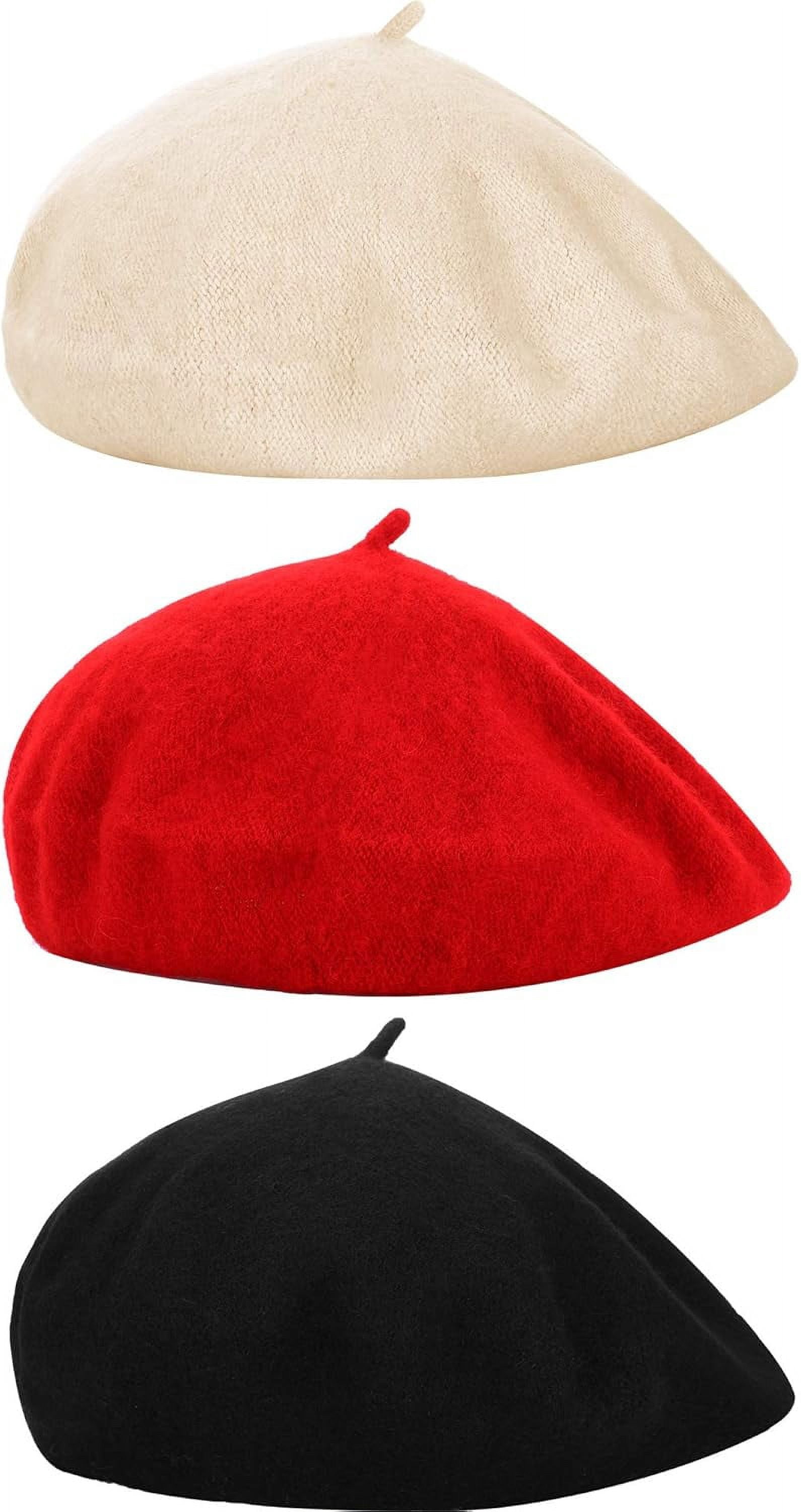 3 Pieces Beret Hat French Style Beanie Cap Solid Color  display picture 1