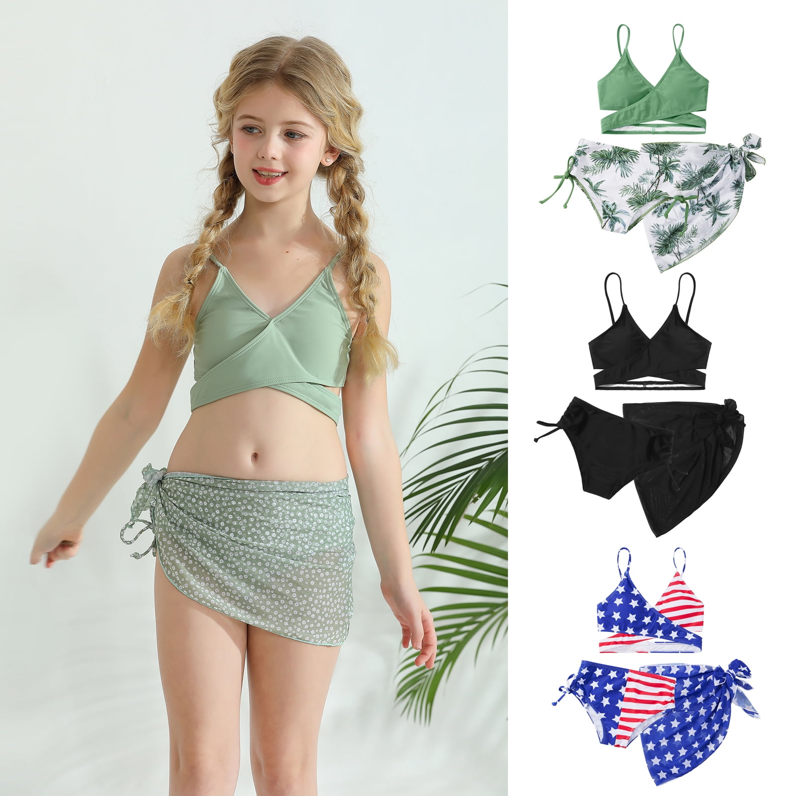 ZMHEGW Cute Swimsuits For Teens Holiday Cute Tie Dye Print Bikini Set Two  Piece Bathing Suit Swimwear 