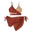 thumbnail image 1 of 3 Pieces Bikini Kids Wrap Criss Cross Swimsuit Little Girls Print Swimwear with Cover Up Beach Skirt 8-14T, 1 of 8