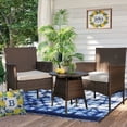 thumbnail image 1 of 3 Pieces Bistro Chair Set w/Glass Table Beige Outdoor Patio Furniture, 1 of 1