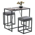 thumbnail image 1 of 3 Pieces Bistro Table Set, Counter Height bar Table Set with 2 Upholstered Stools, Modern Small Pub Table and Chairs Set, Compact Kitchen Dining Table Set, 37.8 x 22.8 x 34.7 inch, JA2692, 1 of 8