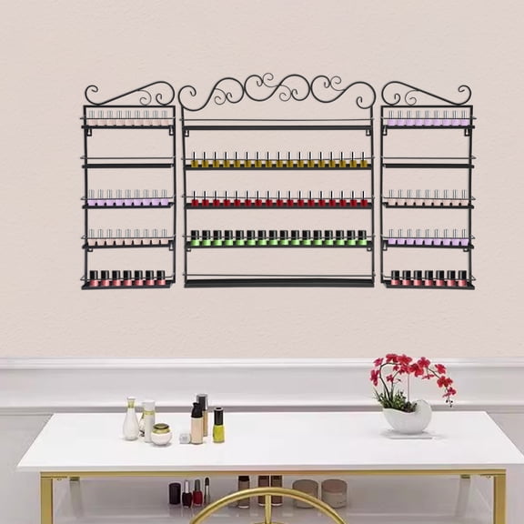 3 Pieces Black 5 Tiers Wall Mounted Nail Polish Racks, Nail Polish Shelves, Nail Polish Display Rack, suitable for stores, nail salons, beauty shops, spas, massage salons