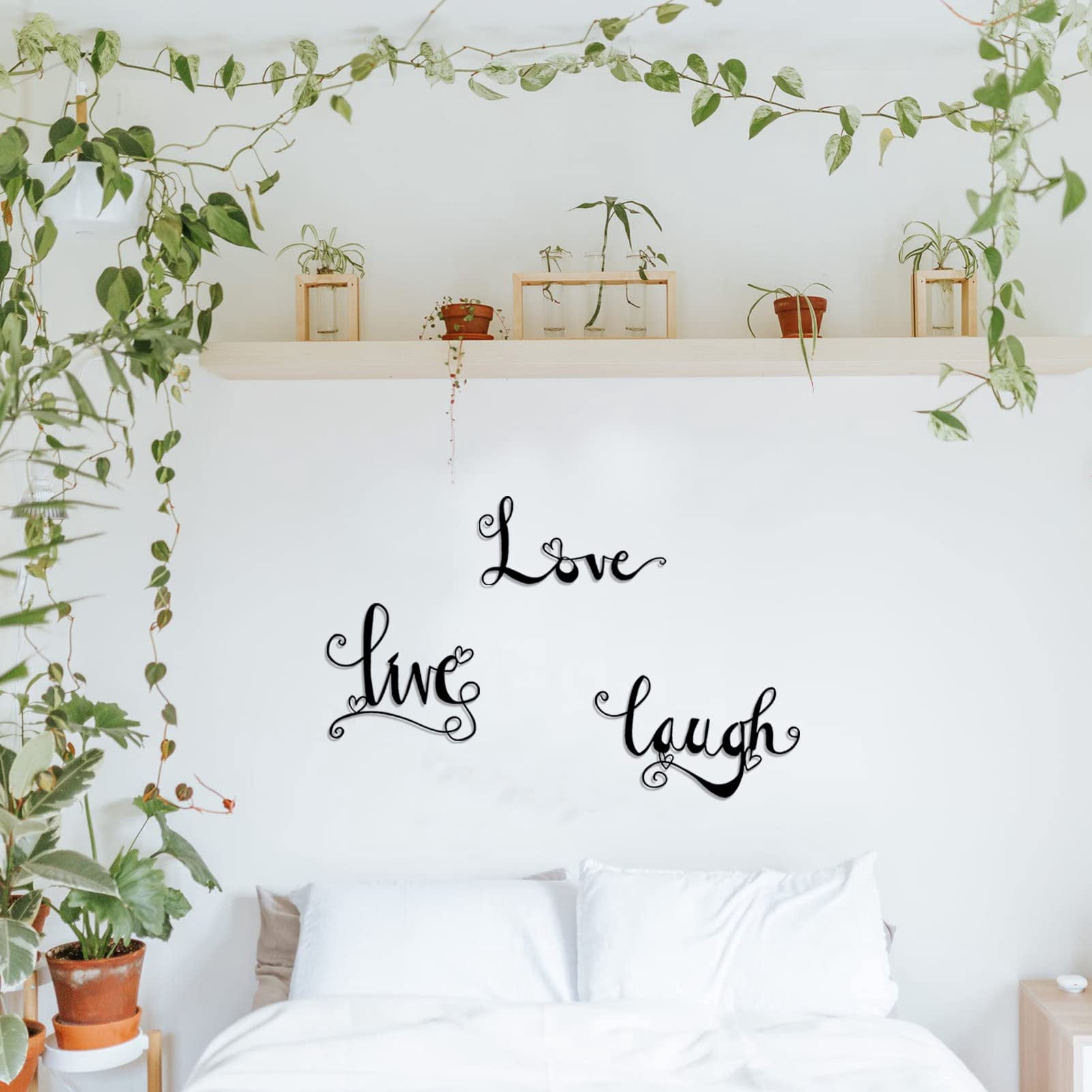 Autocollant Mural Vinyle "Live Laugh Love" - 13x16 Pouces, Neuf, Style Contemporain