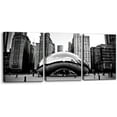thumbnail image 1 of 3 Pieces Black and White Wall Art - The Millennium Park in Downtown Chicago Photograph Picture Print on Canvas - Cloud Gate Canvas Wall Art for Modern Home Decor Ready to Hang - 12" x 16" x 3, 1 of 6