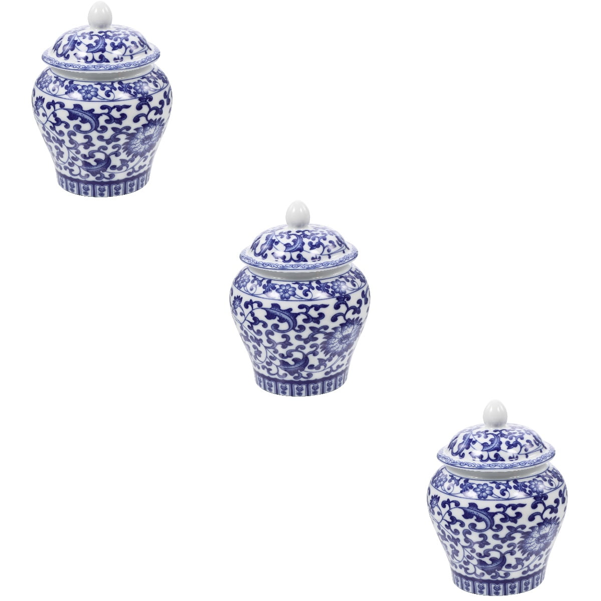 3 Pieces Blue and White Porcelain Tea Storage Containers Jar Vase Ceramic Teapot Convenient Food