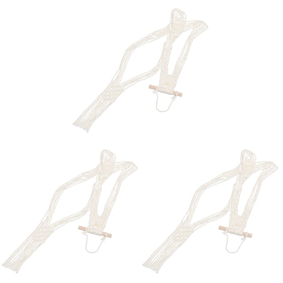 NUOLUX Boho Macrame Hat Rack Cotton Pine Home Display Organizer 3Pcs