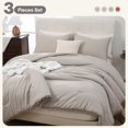 thumbnail image 1 of 3 Pieces Boho Comforter Sets with Ball Pom Fringe, Soft Bedding Set for All Seasons - 3pcs, 1 Comforter & 2 Pillow Shams, All Season Oatmeal Queen, 1 of 6
