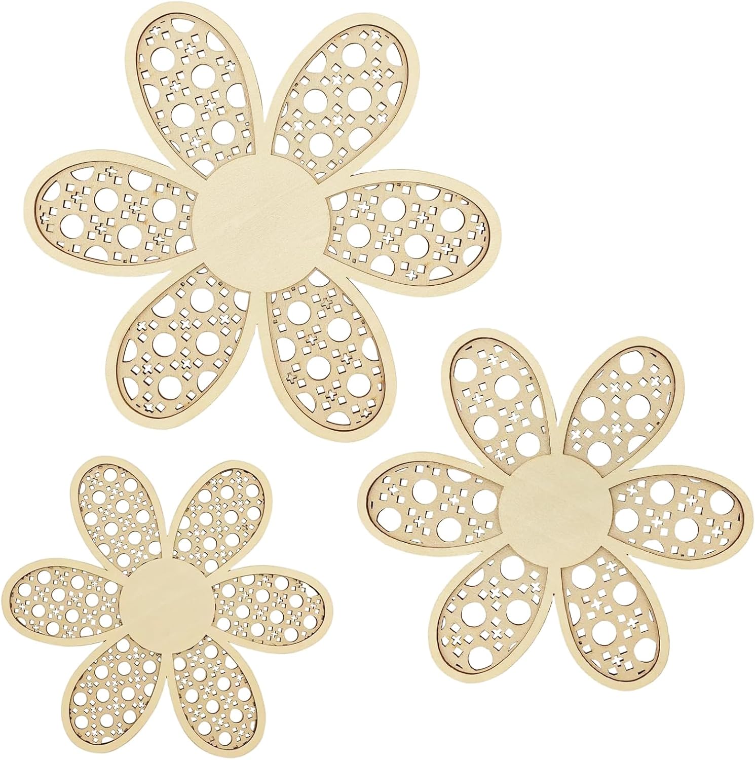 3 Pieces Boho Daisy Wall Decor Rattan Flower Wall Decor Nursery Decor ...