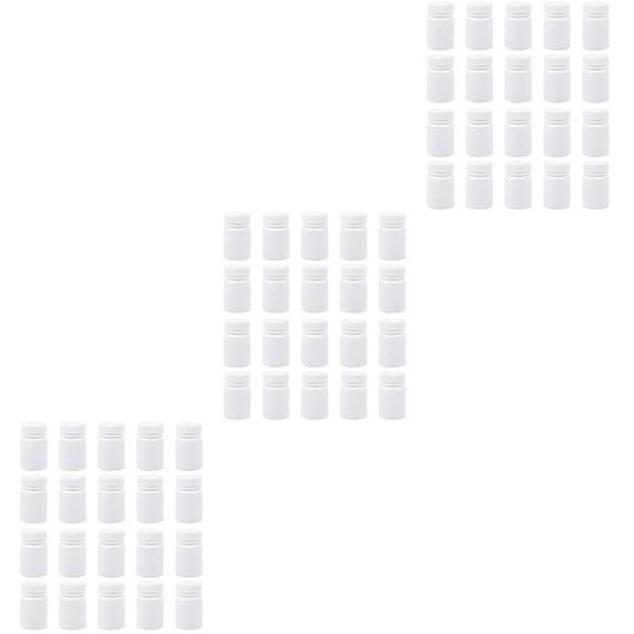 DINHEAROM Pills Holders White Plastic Round Pill Container Bottles Daily Use 90Pack