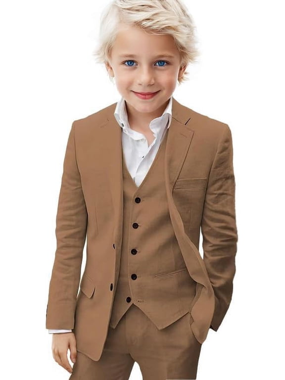 3 Pieces Boys' Suit Linen Slim Fit boys Suits Summer Beach Wedding Tuxedo Suit for boys