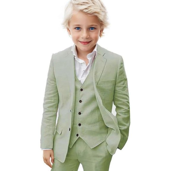 3 Pieces Boys' Suit Linen Slim Fit boys Suits Summer Beach Wedding Tuxedo Suit for boys