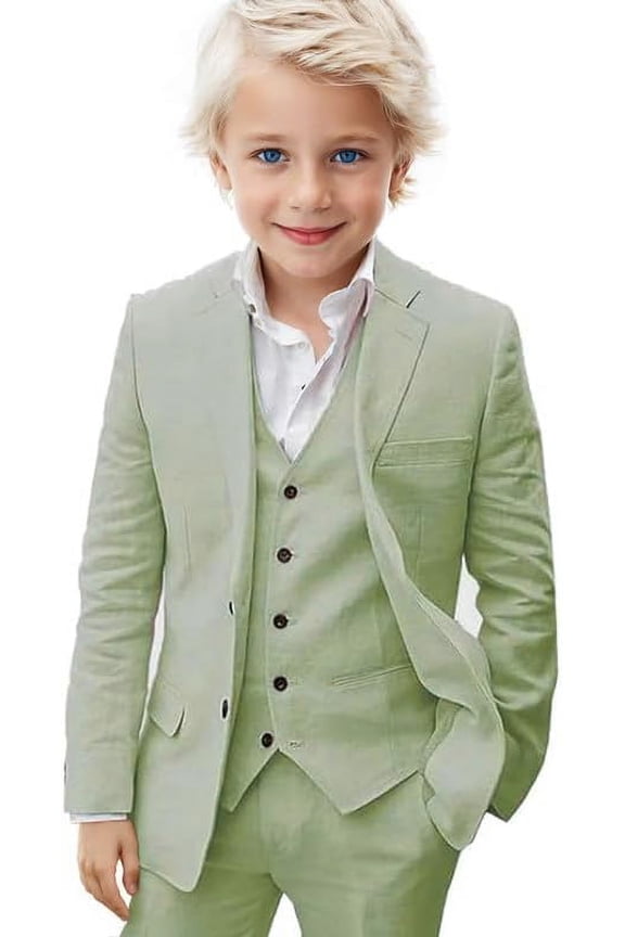 3 Pieces Boys' Suit Linen Slim Fit boys Suits Summer Beach Wedding Tuxedo Suit for boys