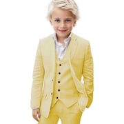 3 Pieces Boys Suit Linen Slim Fit boys Suits Summer Beach Wedding Tuxedo Suit for boys