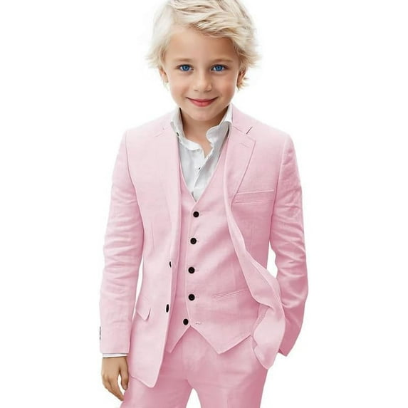 3 Pieces Boys' Suit Linen Slim Fit boys Suits Summer Beach Wedding Tuxedo Suit for boys