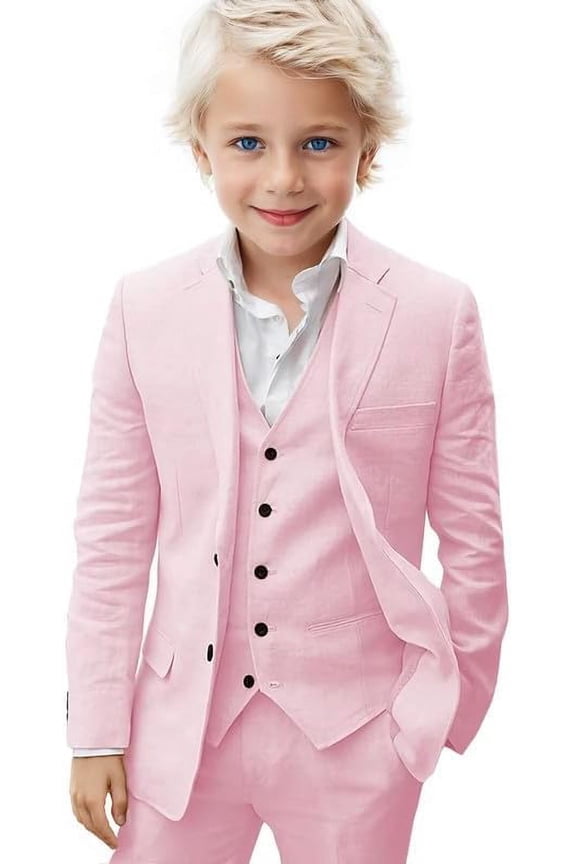 3 Pieces Boys' Suit Linen Slim Fit boys Suits Summer Beach Wedding Tuxedo Suit for boys