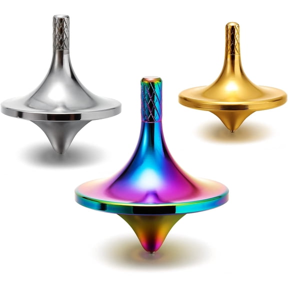 3 Pieces Brass Metal Top Spinner Good Balance Desktop Top Spinner for Adults Kill Time Long Time Focus, 3 Colors(Large (1.26 x 1.45 Inch))