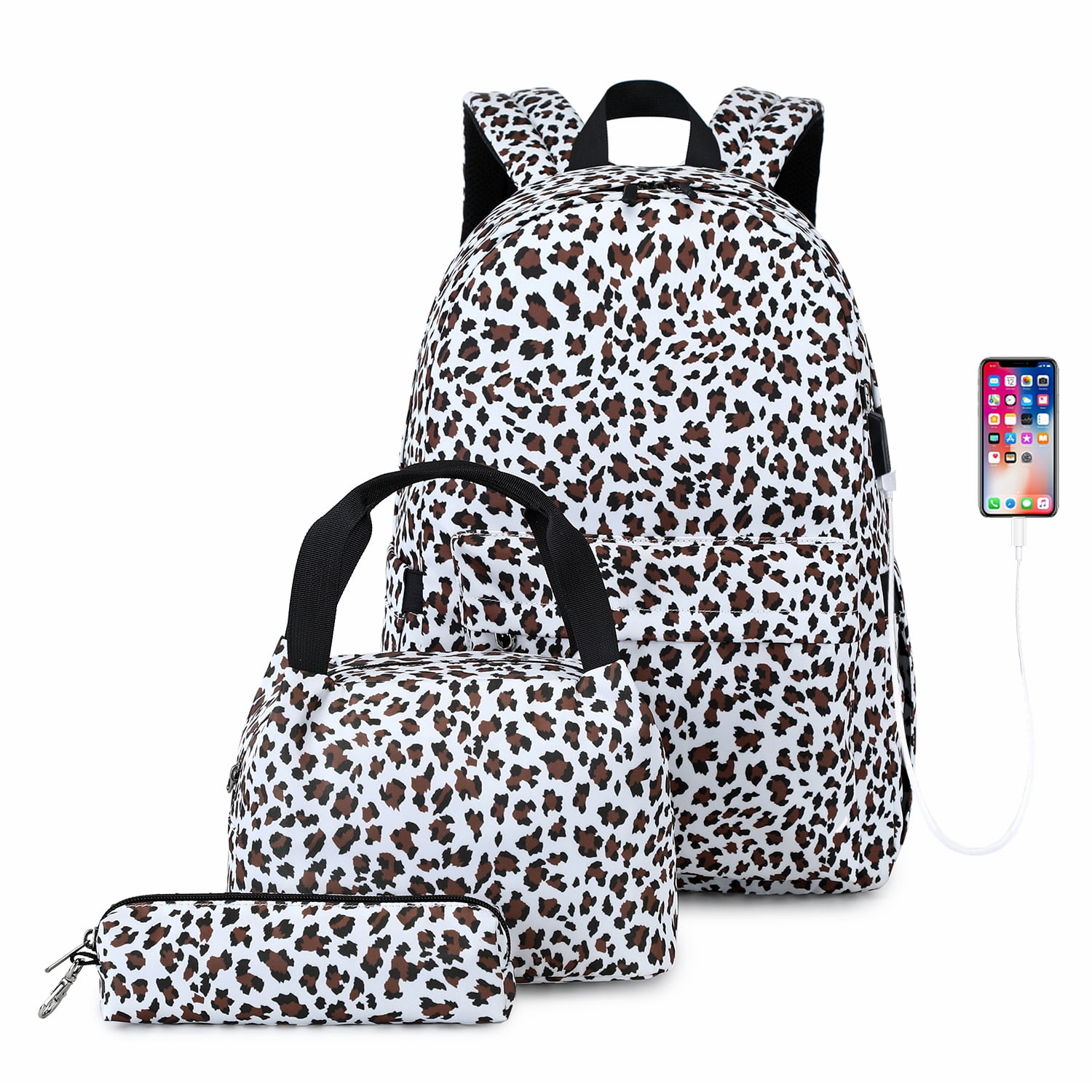 3 Pieces Brown Leopard Animal Cheetah Print School Bags for Kids Girls  Fashion Backpack Adjustable Shoulder Book Bag Set with Lunch Box Pencil  Case 