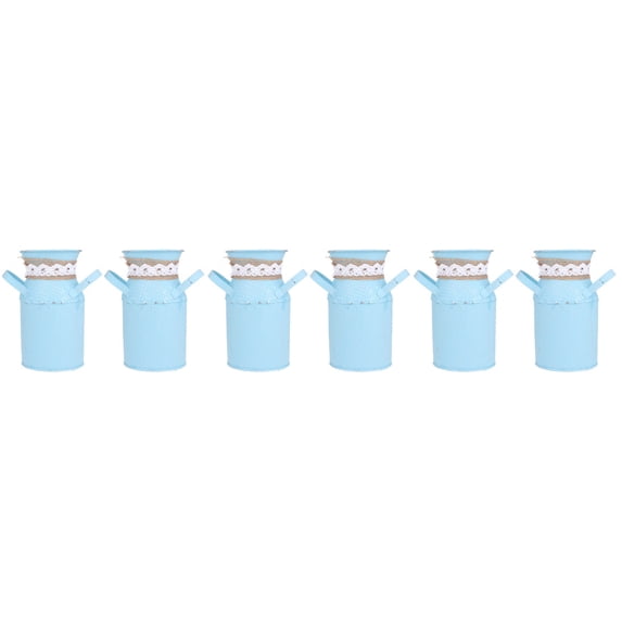 3 Pieces Bucket Succulent Plant Pots Country Style Flower Planter 14X7.8cm Blue