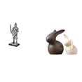thumbnail image 1 of 3 Pieces Bunny Knight Sculpture Decorative Resin Ceramic Collectible Art for Living Room Office Housewarming Gift, 1 of 8