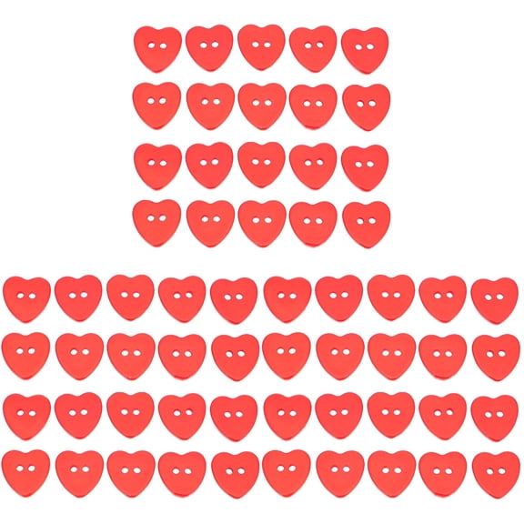 300 Pcs Heart Shape Resin Buttons For Diy Craft, Sewing, Clothing, Red, 0.59 X 0.59 X 1.18 Inch