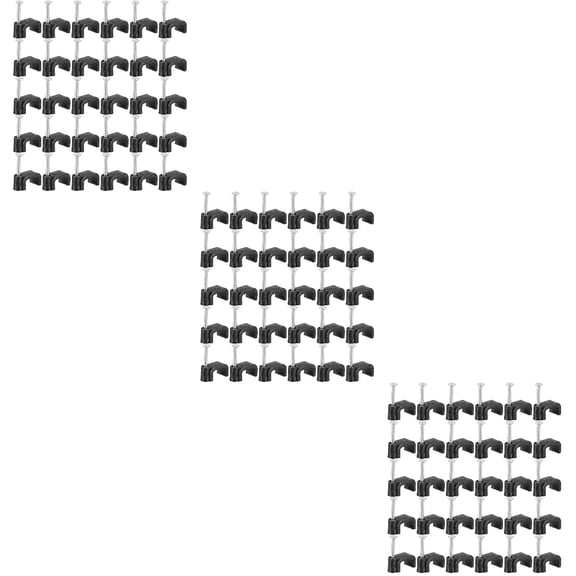 3 Pieces Buzzer Steel Nail Cable Fixing Pipe Support Clamps 1.8X1.5CM Black