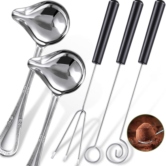 3 Pieces Candy Dipping Tools Chocolate Dipping Fork Spoons Set 2 Pieces Culinary Decorating Spoons Chef Art Pencil for Decorative Plates Stainless Steel(Classic Style)
