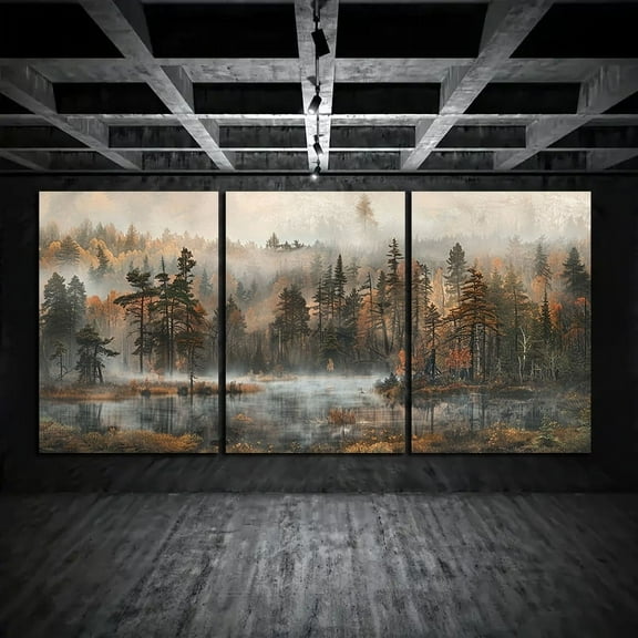 3 Pieces Canvas Wall Art, Frameless, Suitable for Bedroom, Living Room, Home Decoration, Panoramic Pine Forest and Large Pie Tree Room Decor Canvas Painting
