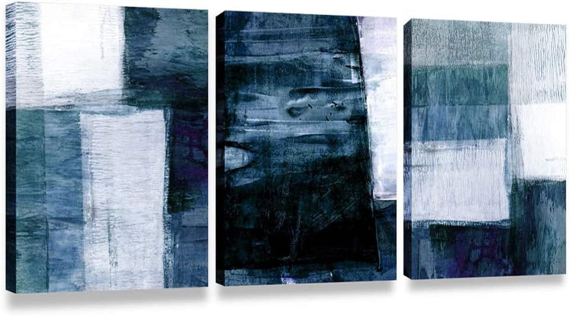 Gray Blue Abstract 3-Piece Canvas Wall Art Set