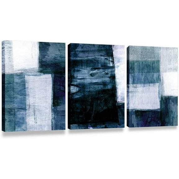 3 Pieces Canvas Wall Art-Gray Blue Abstract Art Painting-Modern Canvas Artwork Wall Decor Ready to Hang 12''''x16'''', 3 Pieces