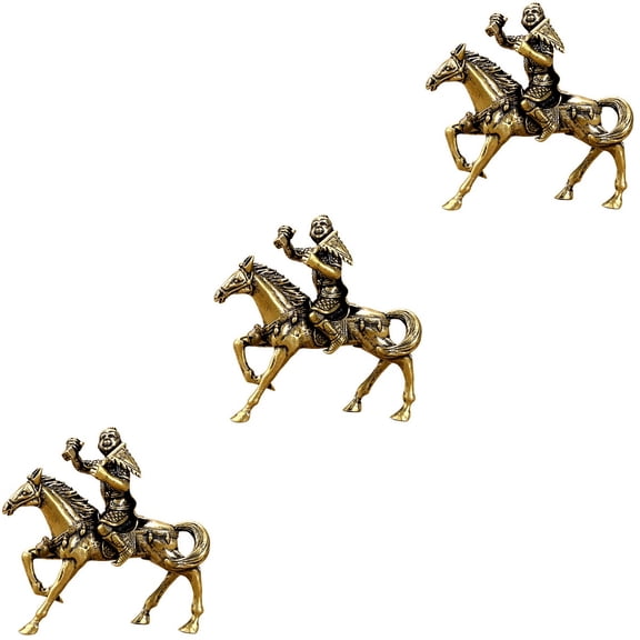OFFIGAM Brass Monkey Riding Horse Adornment Shui 3Pcs