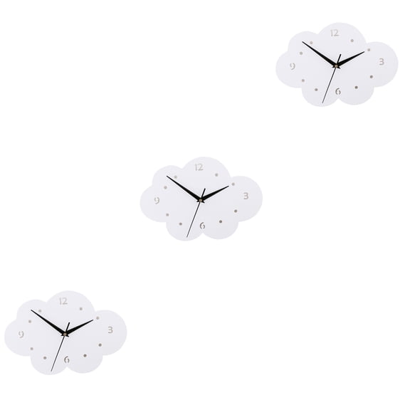 3 Pieces Cartoon Wall Clock Cloud Silent Room Decor for Teen Girls Child