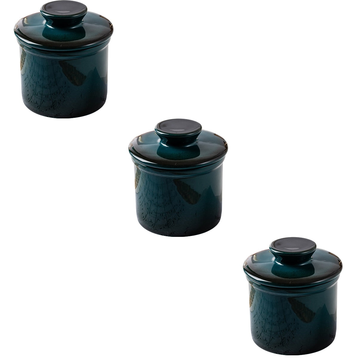 3 Pieces Ceramic Butter Jar Dessert Fridge Dish Reusable Holder Sealed