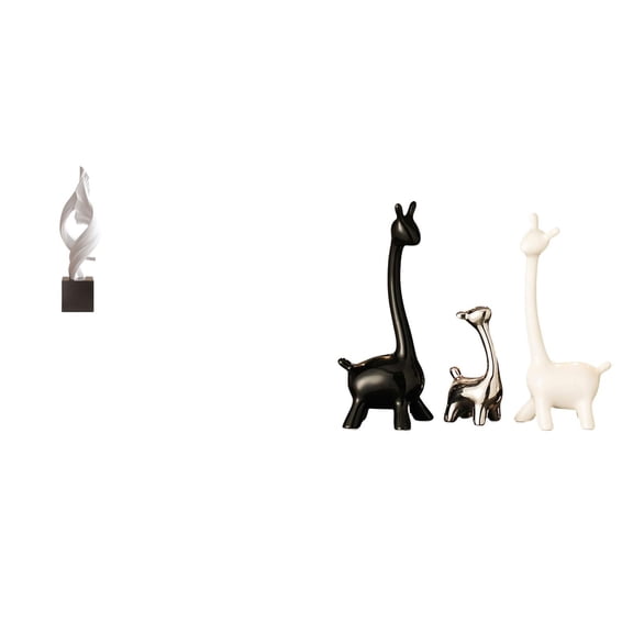 3 Pieces Ceramic Giraffe Statue Resin Art Sculpture Creative Ornament for Bedroom Bookshelf Tabletop