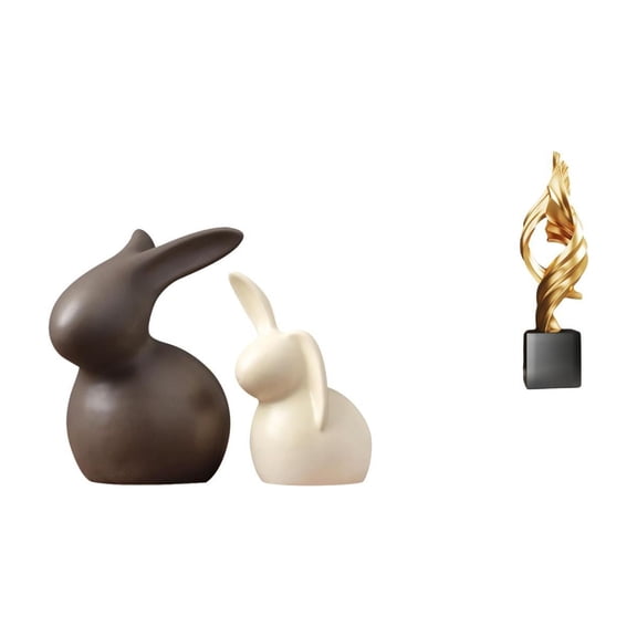 3 Pieces Ceramic Statue Abstract Art Sculpture Resin Figurine Creative Design for Home Office Table Decor