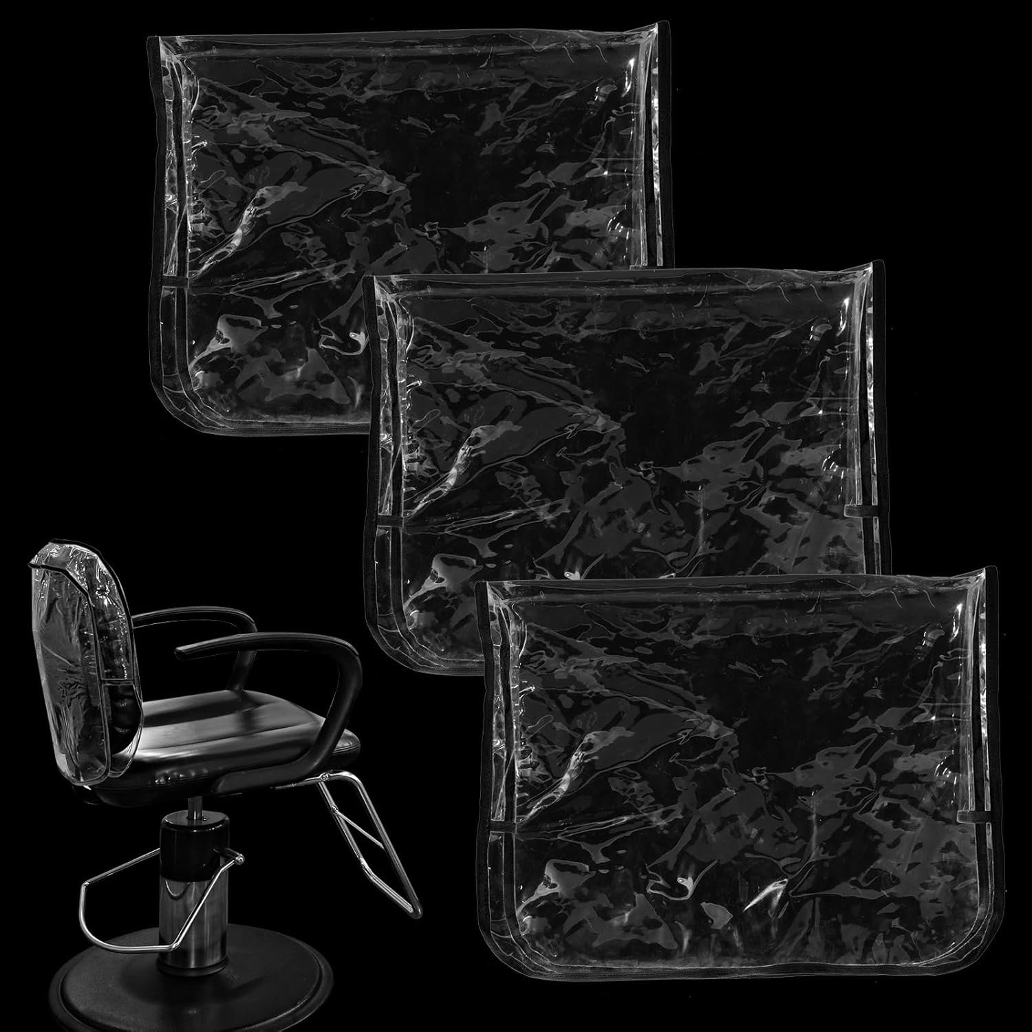 3 Pieces Chair Back Cover Plastic Clear Salon Chair Back Cover Fits