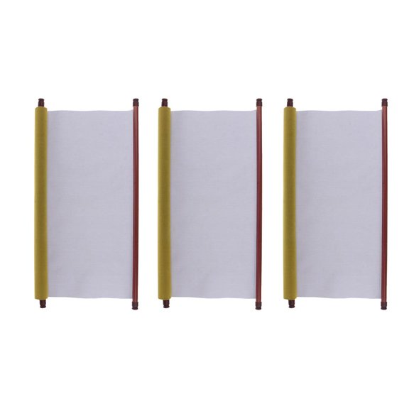 3 Pieces Chinese Cloth Water Paper, Reusable Non Write Grid Beginner Painting Calligraphy Blank Scroll Fabric Book Notebook - 59x17.7