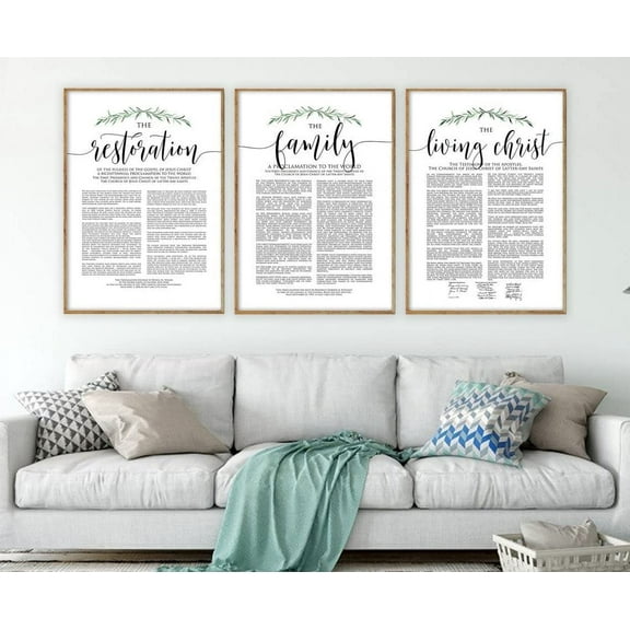 3 Pieces Christ Faith Quotes Wall Art Pictures Canvas Poster Print The Family Proclamation Painting For Living Room Home Decor With Wooden Inner Frame