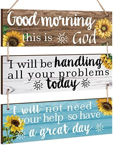 3 Pieces Christian Sunflower Wall Decor God Inspirational Quotes Wall