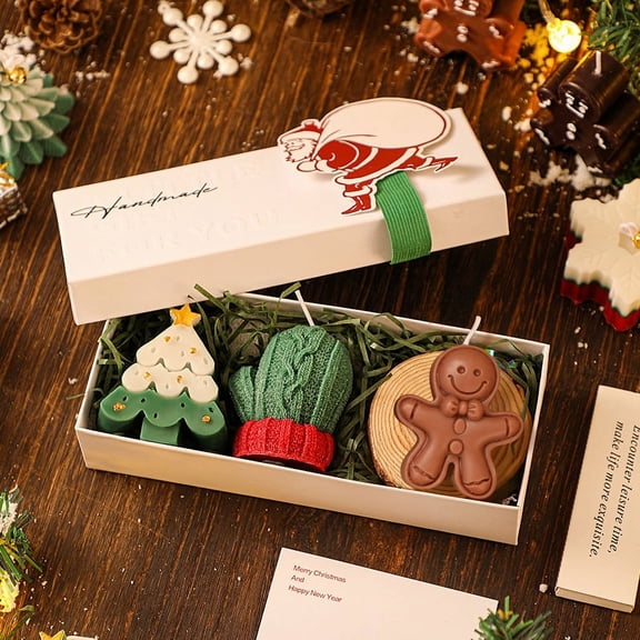 3 Pieces Christmas Aromatherapy Candles Tree Xmas Tree Shaped Scented Candles Gifts for Home Decor Party Bedroom Room Table Decorations