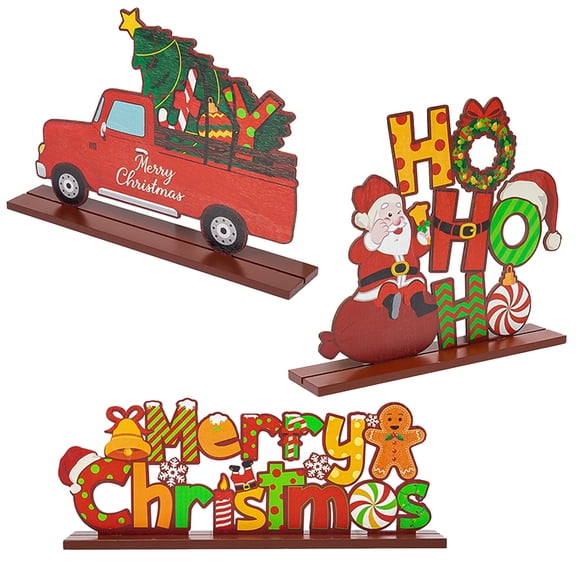 GROBRO7 3 Pieces Merry Christmas Centerpieces for Party Table Ornament Decoration