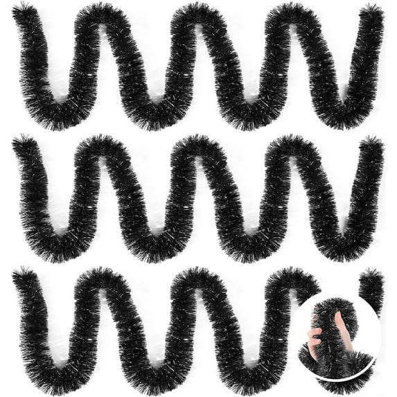 3 Pieces Christmas Foil Tinsel Garland, Metallic Tinsel Twist Garland Shiny Hanging Decorations for Holiday Tree, Party Supplies for Wedding, Birthday, Each 6.6FT, Total Length 19.8FT